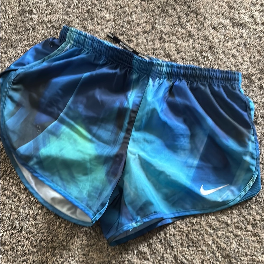 Nike Blue Athletic Shorts with Oceanic Design